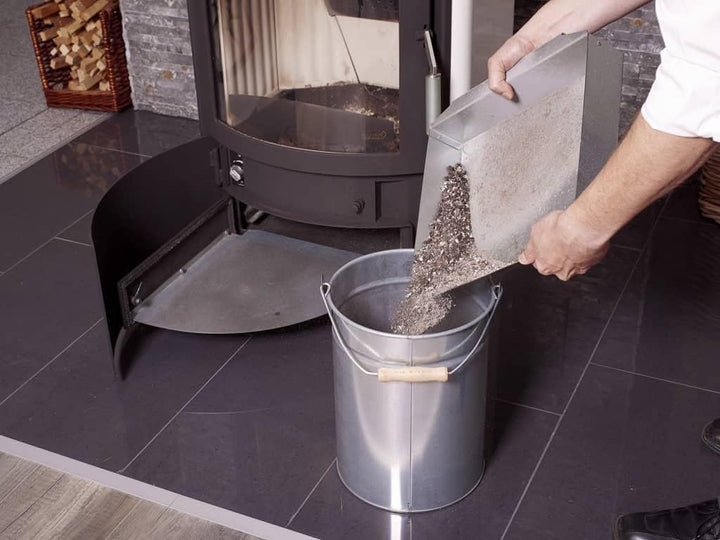 Ascheneimer mit Deckel verzinkt - 14 Liter