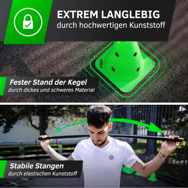 TOOLZ Agility-Training Set - Hürden, Slalomstangen und Kegel für Sport, Fitness, Koordinationstraini