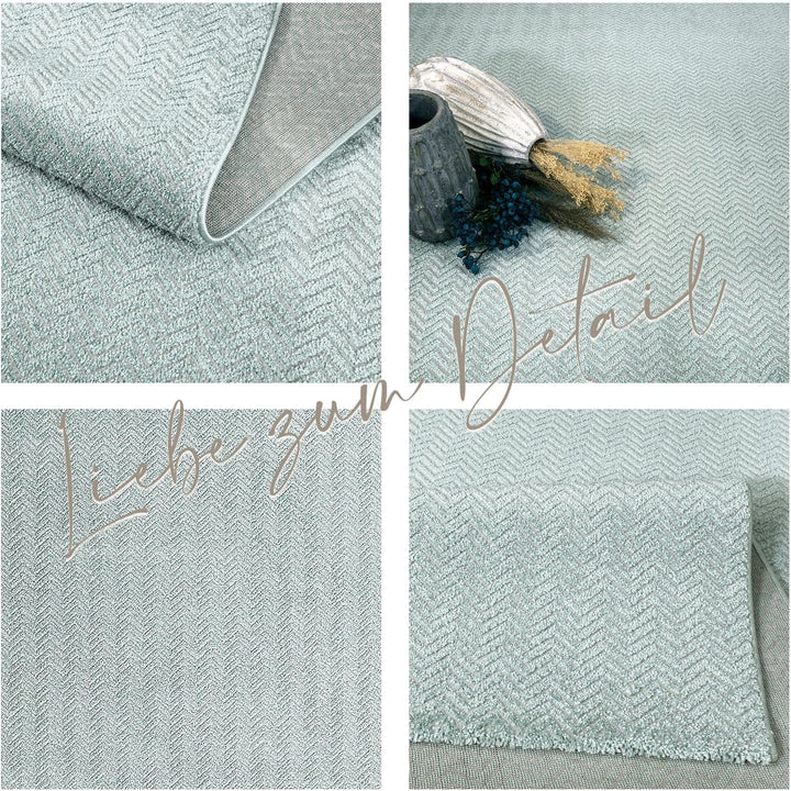 payé Teppich Wohnzimmer - Grün - 200x290cm - Meliert Muster - Einfarbig - Hoch Tief Effekt - Kurzflo