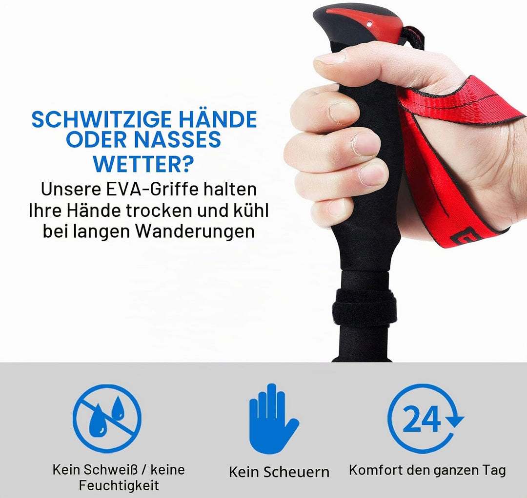 BISINNA Wanderstöcke Trekkingstöcke Nordic Walking Stöcke - 95-115 cm / 115-135 cm Faltbar Verstellb