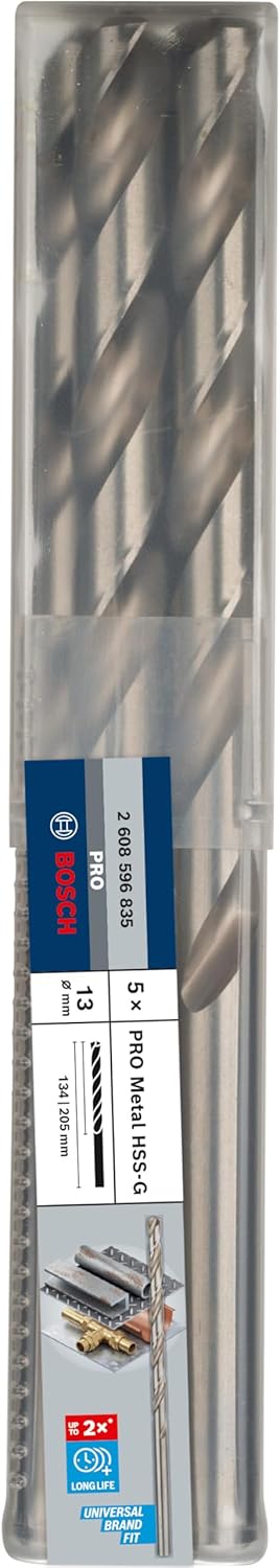 Bosch Professional 5x HSS-G Metallbohrer (für Metall, Ø 13 mm, Robust Line, Zubehör Bohrmaschine) Ø