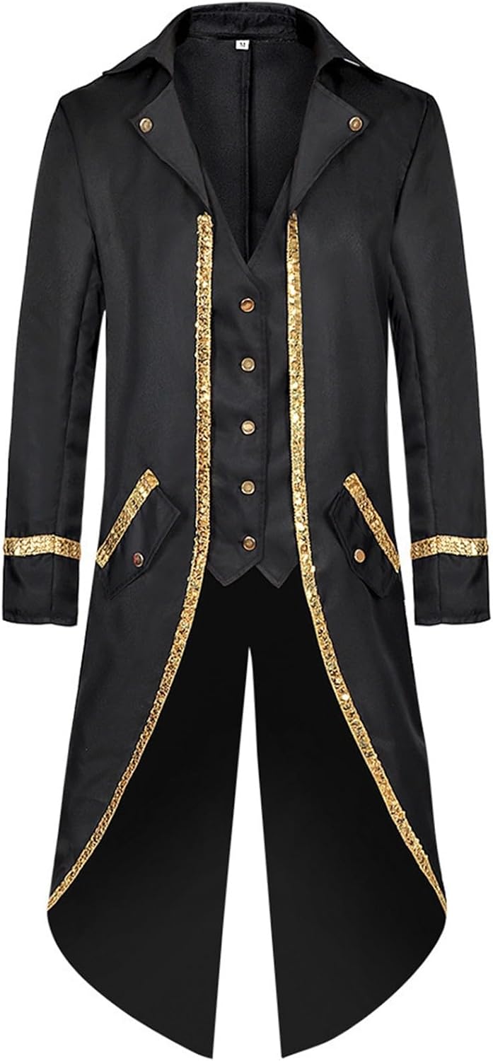 Viktorianische Steampunk Jacke für Herren Vintage Gothic Piraten Slim Fit Frack Wikinger Renaissance