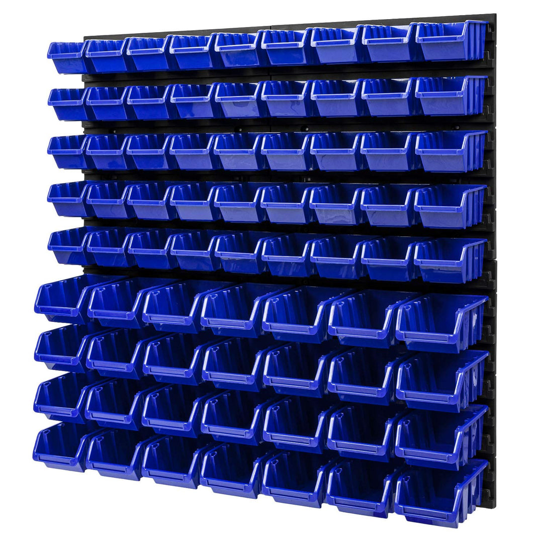 Lagersystem Stapelboxen Wandregal - 772 x 780 mm – 73 Stück Boxen Werkstatt Schüttenregal Werkzeuglo