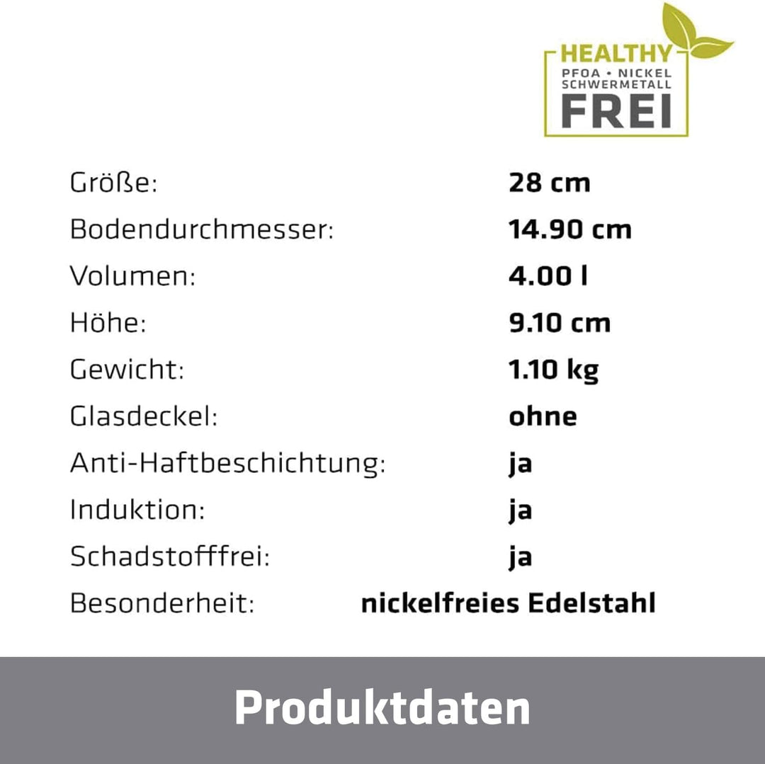 Berndes Stielwok Injoy Special Edition – Wokpfanne aus Edelstahl, Wok für Induktion, beschichtet, 28