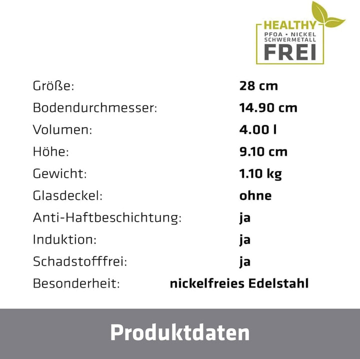 Berndes Stielwok Injoy Special Edition – Wokpfanne aus Edelstahl, Wok für Induktion, beschichtet, 28