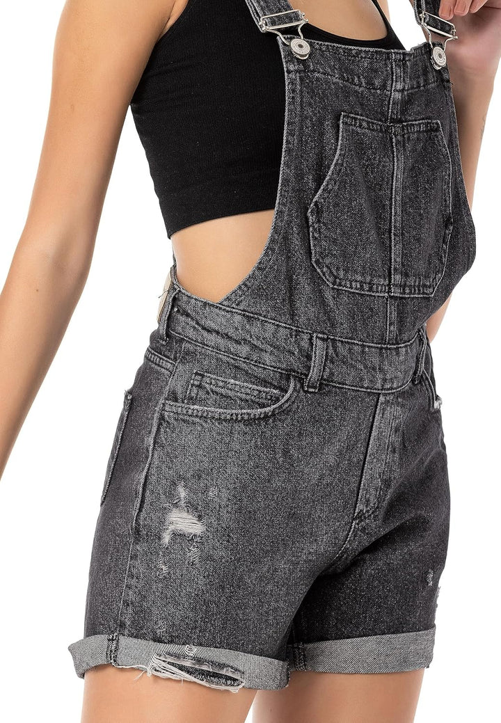 Redbridge Denim Latzhose für Damen Jeans Overall Jumpsuit 32W Schwarz, 32W Schwarz