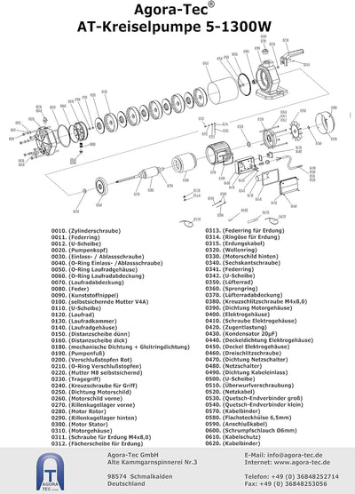 Agora-Tec® Hauswasserautomat Hauswasserwerk-5-1300-18DW mit Druckschalter 5400 l/h 5,6 bar einstellb