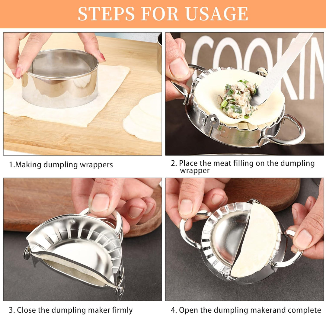 8 Stück Ravioli Former Set, Edelstahl Dumpling, Mit Ravioli Maker Ausstecher und Teigrädchen Teigtas