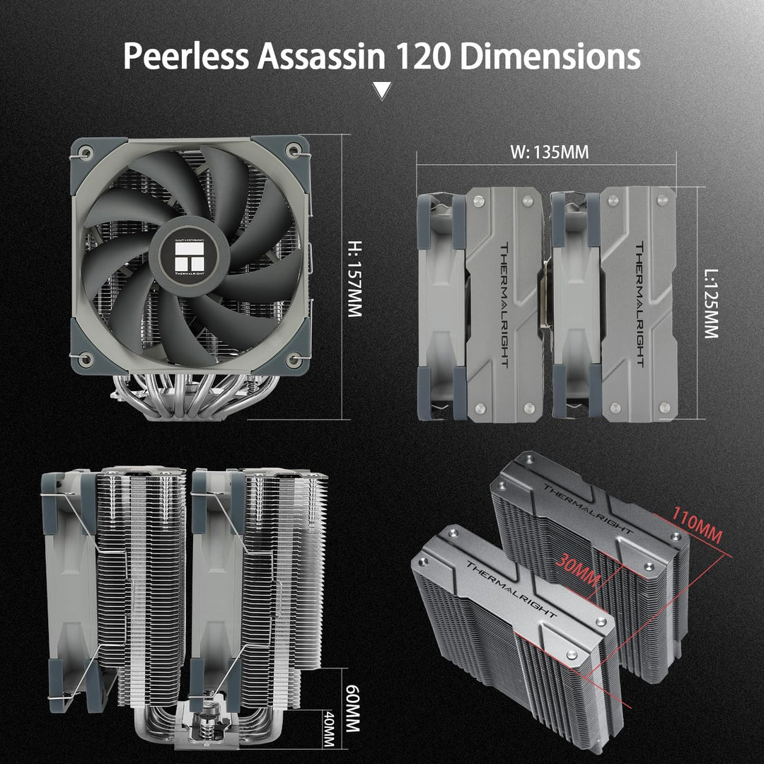 Thermalright Peerless Assassin 120 CPU-Luftkühler, PA120, 6 Heatpipes -Kühler, zwei 120mm TL-C12-PWM
