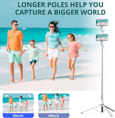 ATUMTEK 59" Selfie-Stick, Selfie-Stick mit Abnehmbarer Bluetooth-Fernbedienung, ausziehbarer Selfie-