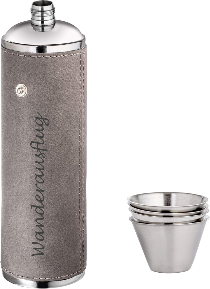 Schmalz® Flachmann-Set Lissabon 5-teilig - aus Edelstahl - mit PU-Überzug - inkl. Wunschgravur - Sch