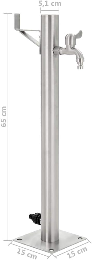 Festnight Wassersäule Garten Mit Wasserhahn Edelstahl Rund Wassersäule 65 cm Gartenwasserhahn Säule