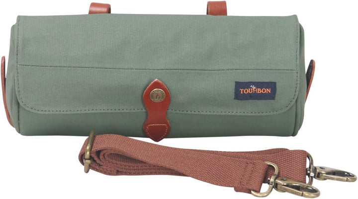 Tourbon Fahrradtasche für Lenker, wasserdicht, Leinen, mit Schultergurt Grün, Grün