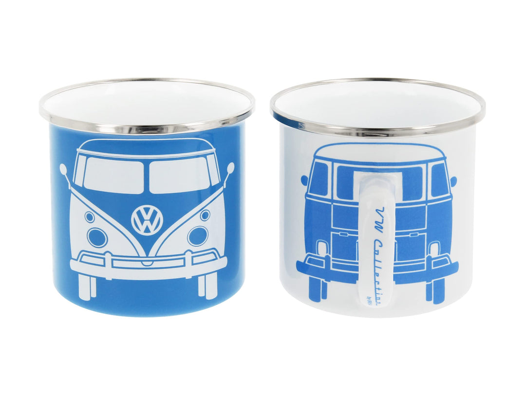 BRISA VW Collection - T1 Bulli Bus Kaffeebecher Emailletasse 2er Set 350 ml | Volkswagen Teetassen m