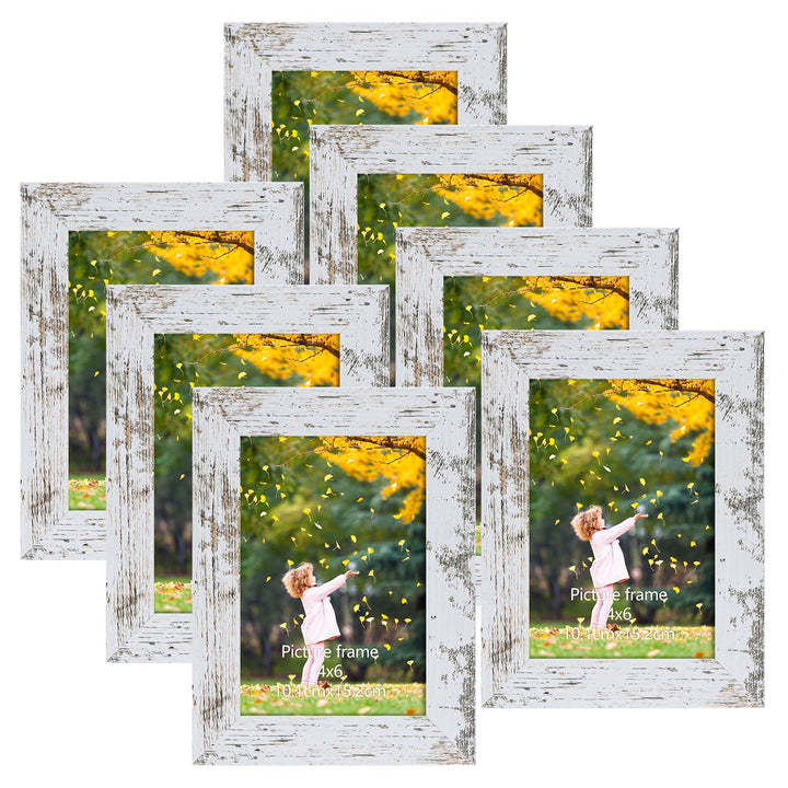 Vintage-Weiss Bilderrahmen 10x15 CM 7er-Set, Vintage-Stil ideal für Wand- und Tischaufstellung im Wo