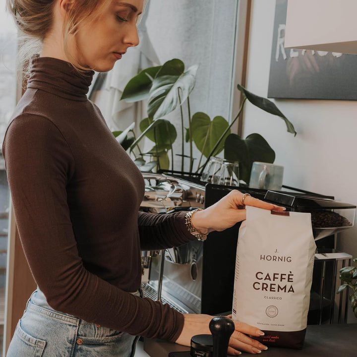 J. Hornig Kaffeebohnen Espresso, Caffè Crema Classico, 500g ganze Bohnen, nussig-schokoladiger Gesch
