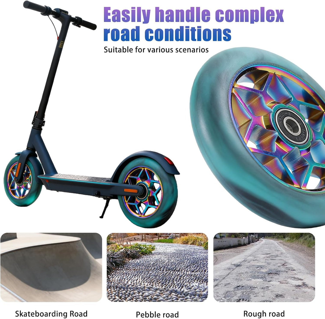 2 Stück Stunt Scooter Rollen 110mm, Scooter Ersatzräder 88A mit ABEC-9 Kugellager, Aluminium Speiche