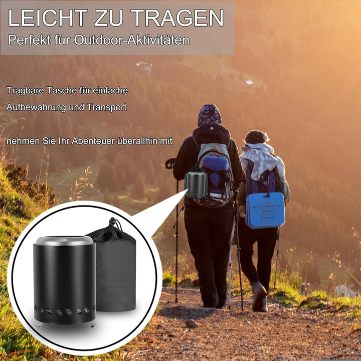 Outdoor Edelstahl Camping Tragbare Feuerstelle Betrieben mit Pellets oder Holz mit Reisetasche Für d