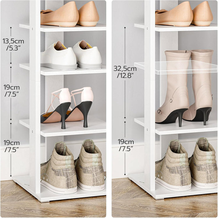 HOOBRO Schuhregal, vertikales Schuhablage, 9-lagiges Schuhschrank, schmale Schuhständer mit Zaun und