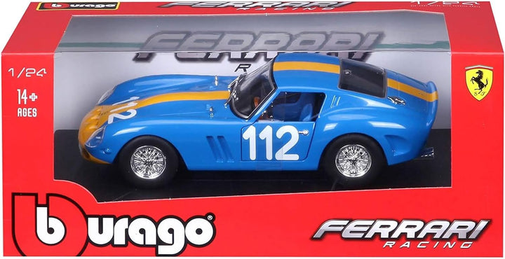 Bburago 18-26305 Ferrari 250 GTO Modellauto 1:24, Blau/Gelb