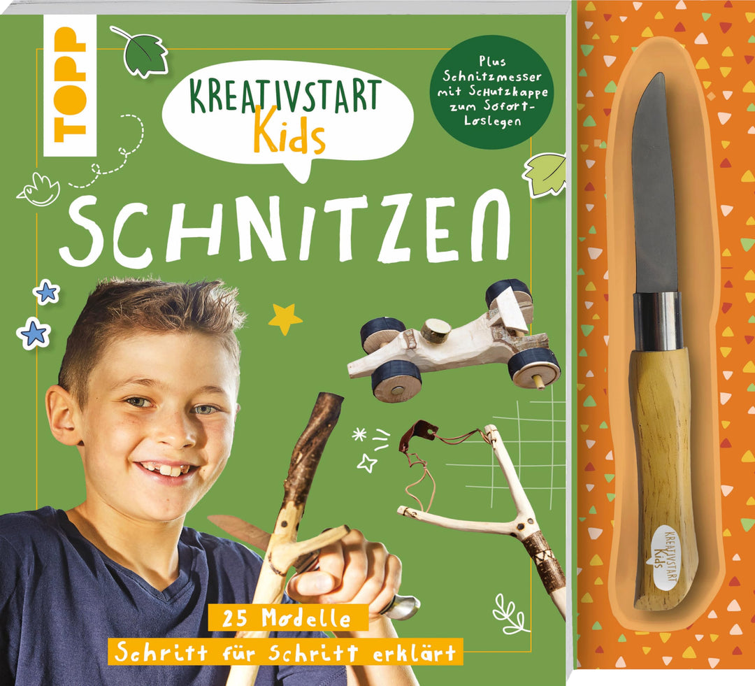 Kreativstart Kids Schnitzen. Anleitungsbuch und Material: 25 Modelle Schritt für Schritt erklärt. Mi