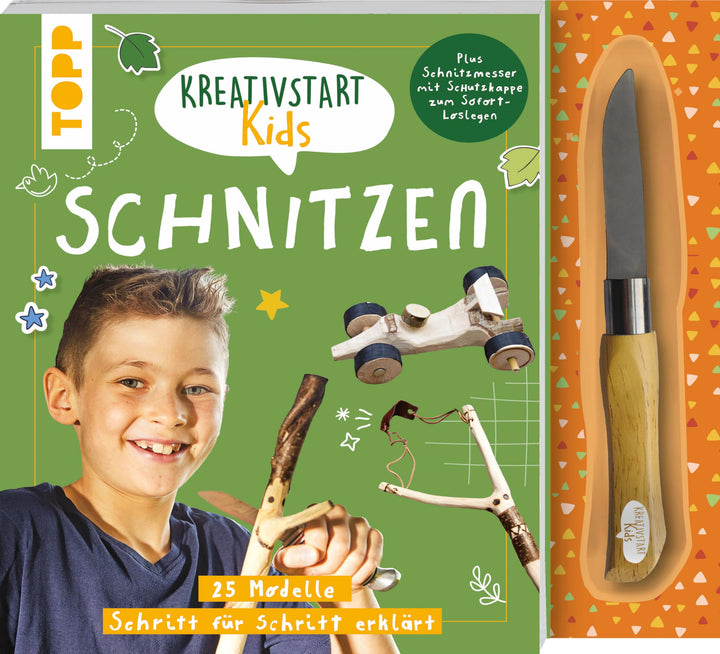 Kreativstart Kids Schnitzen. Anleitungsbuch und Material: 25 Modelle Schritt für Schritt erklärt. Mi
