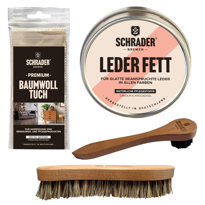 SCHRADER Wanderstiefel Pflegeset - Lederpflege für strapazierte Lederschuhe - Lederfett sorgt für wa