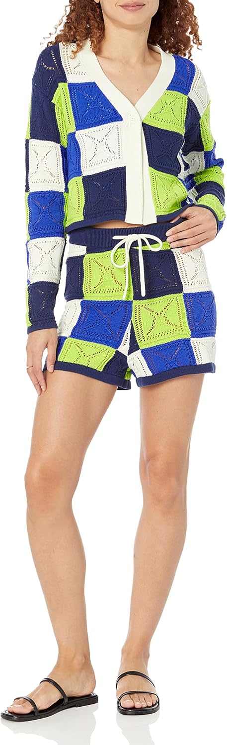 The Drop Shorts für Damen, Lee, Gehäkelt, mit Kordelzug XXL Grosse Grössen Marineblau/Limettengrün,