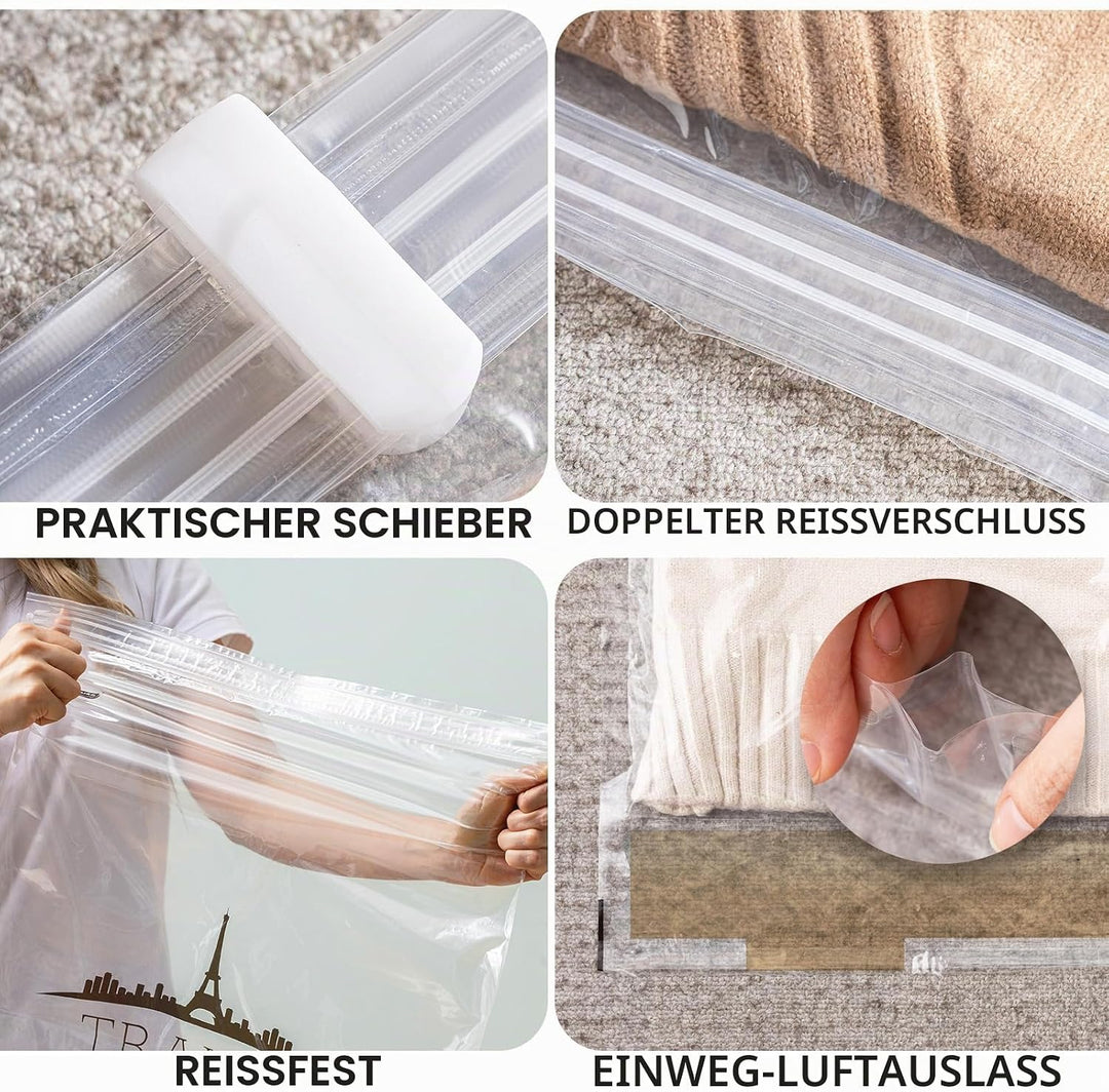 TAILI Vakuumbeutel Set Reise 10 Stück 40 x 60 CM Travel Vakuumbeutel für Kleidung zum Rollen Vakuum