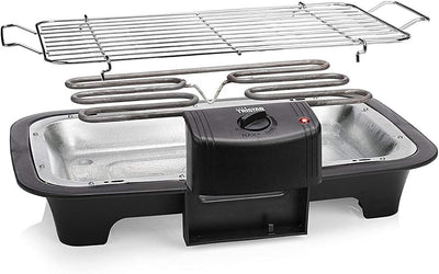 Elektrischer BBQ Tischgrill & Grillzange mit Wasserauffangschale, Grillfläche 38x22cm - 2000Watt