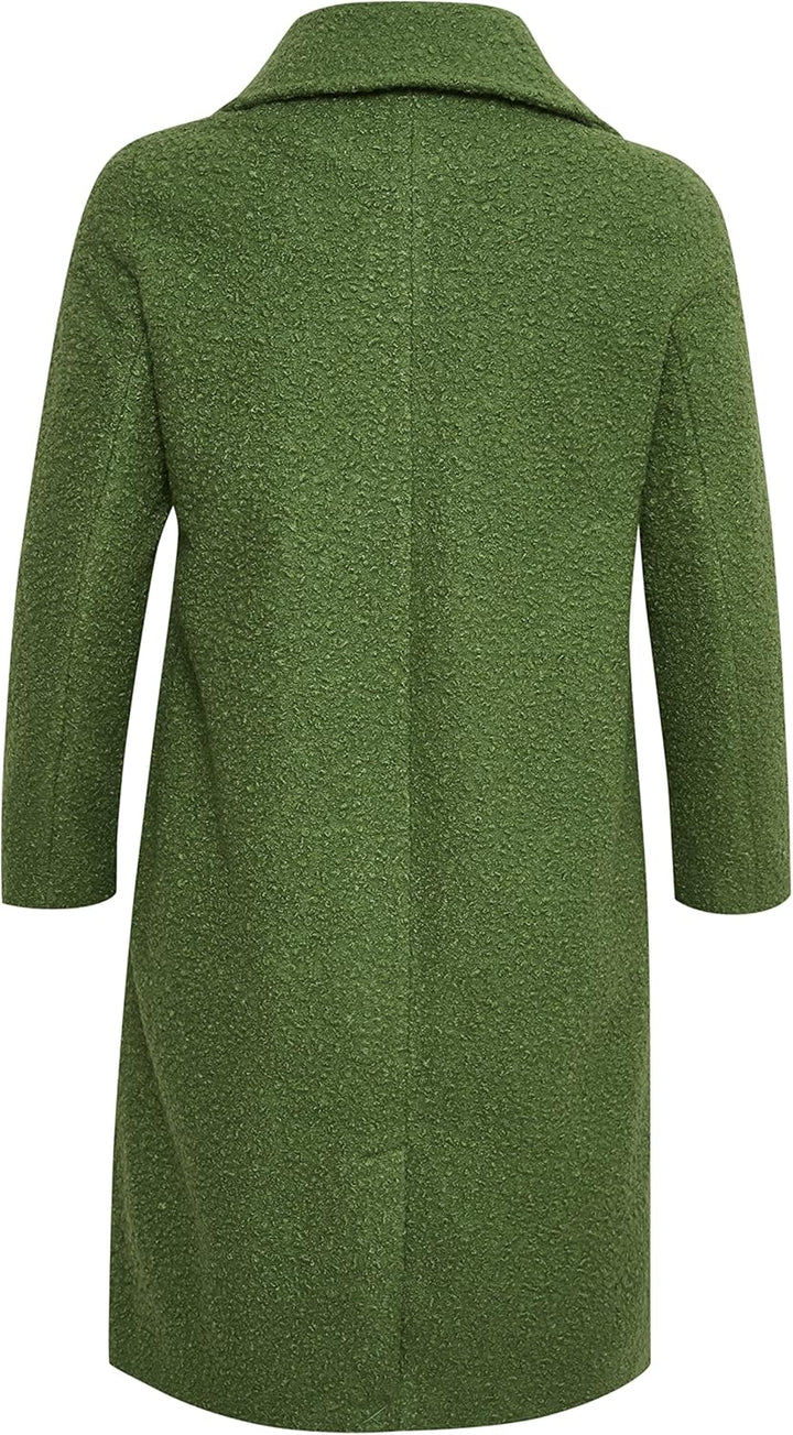 Cream Damen Kaffe Curve Women's Plus Size Coat Longline Jacket Classic Knee Length Buttoned Jacke 46