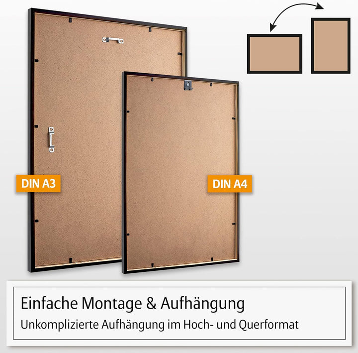 Hyggelig Home Rahmen Set - 7 hochwertige Bilderrahmen aus Holz mit bruchsicherem Plexiglas - 3 x DIN