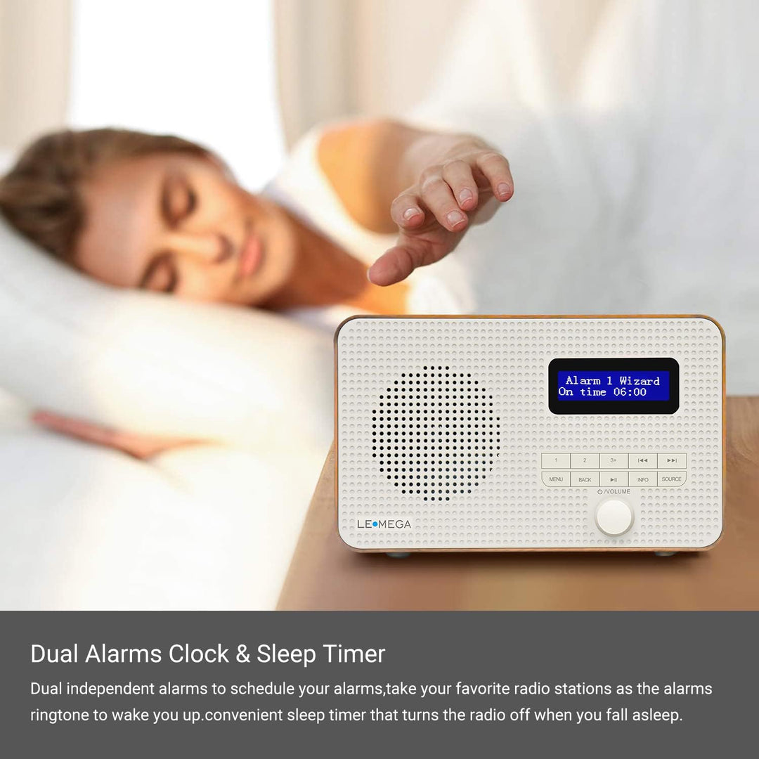 LEMEGA DR1 Tragbares DAB/DAB+ und UKW-Digitalradio,DAB-Radio mit Handbedienung,Doppelalarm,Schlummer
