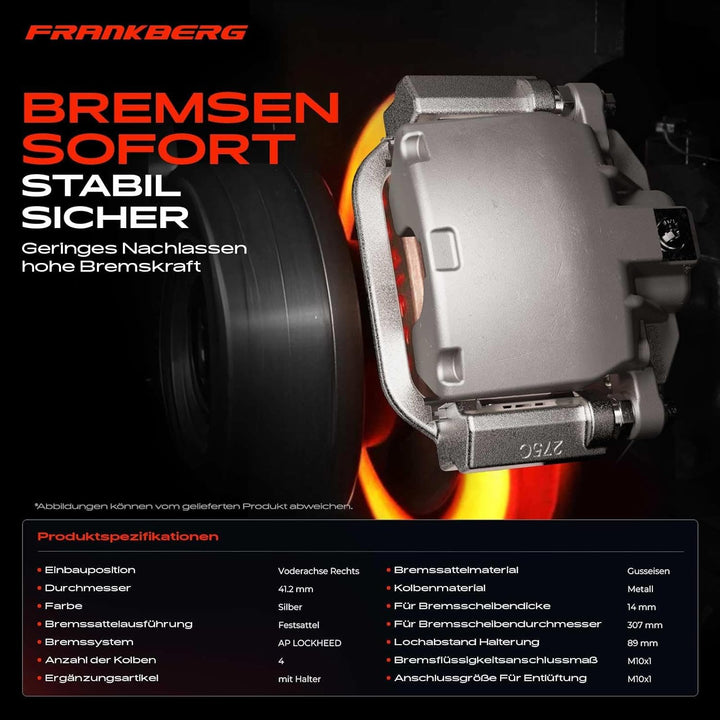 Frankberg Bremssattel Bremszangen Vorderachse Rechts Kompatibel mit Defender L316 LD 2.5L 3.9L 1990-