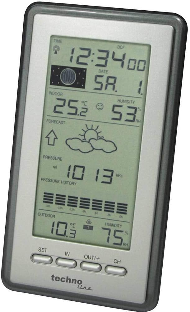 Technoline WS 9040-IT klassische Wetterstation mit Temperaturanzeige, Vorhersage von Wettersituation