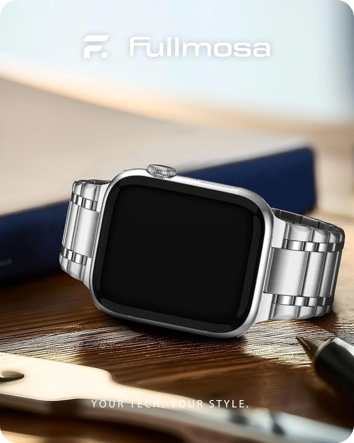 Fullmosa Kompatibel mit Apple Watch Armband 40mm 41mm 38mm Series SE 9 8 7 6 5 4 3 2 1, Edelstahl Ap