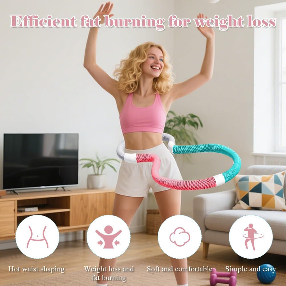 Weicher Hula Hoop gewichtet für Erwachsene, Faltbarer Fitness Hulahoop zum Abnehmen, weiche Spring H