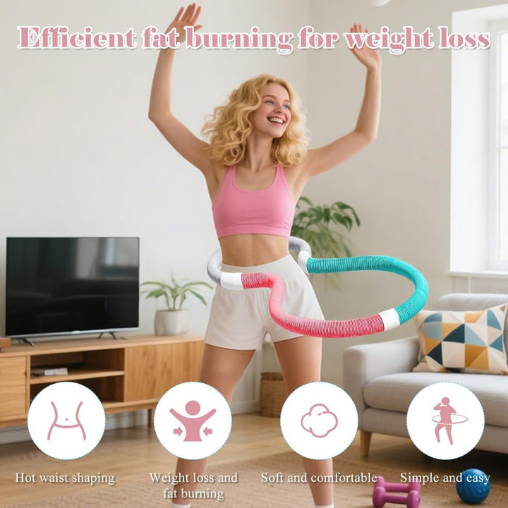 Weicher Hula Hoop gewichtet für Erwachsene, Faltbarer Fitness Hulahoop zum Abnehmen, weiche Spring H