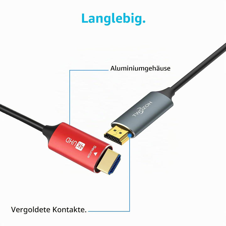 Twozoh HDMI Glasfaser Kabel 20M, HDMI Optisches Kabel 2.0 4K/60Hz 18Gbps High Speed UHD Fiber Optic