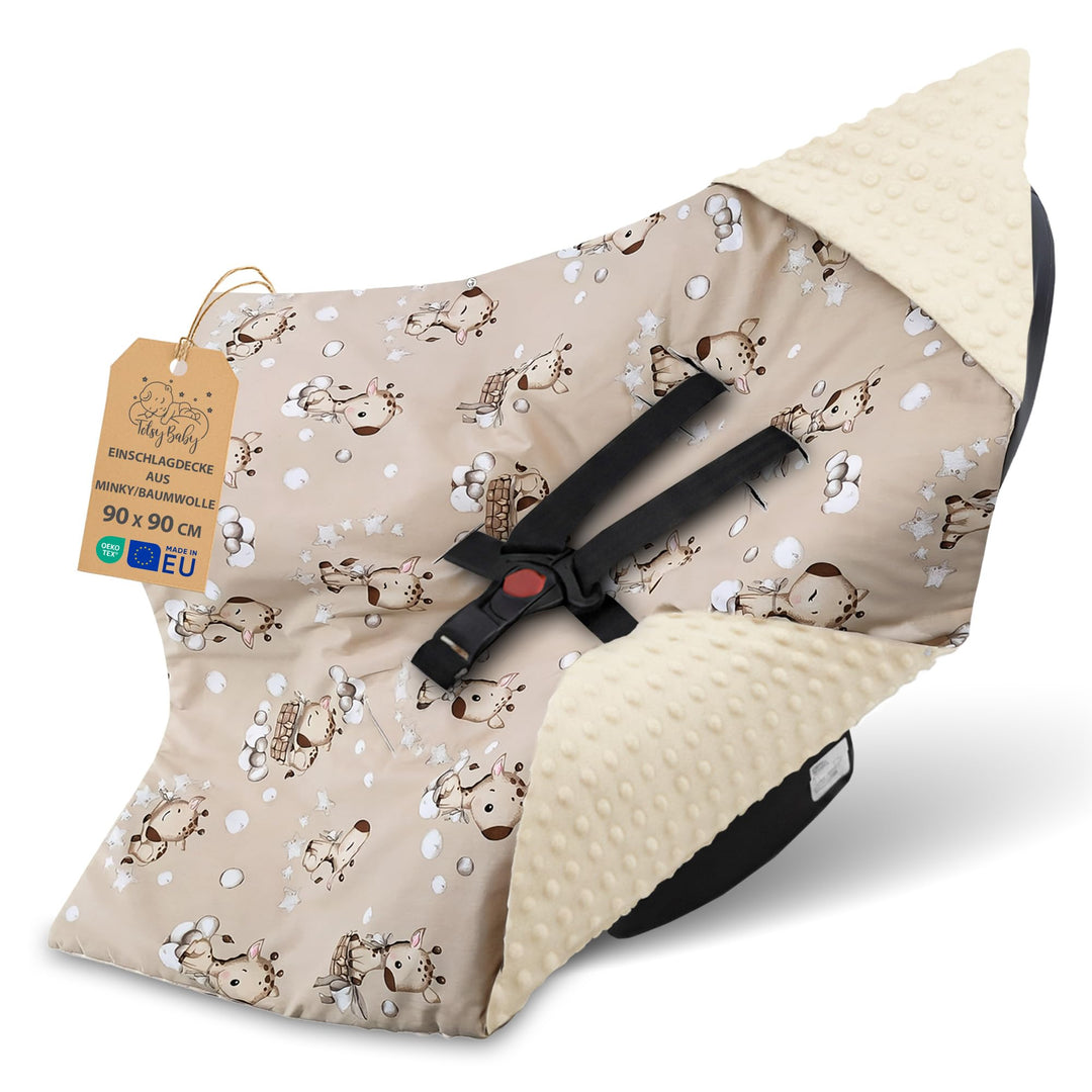 Einschlagdecke Babyschale Baby Decke 90x90 cm - Fusssack Blanket für Kinderwagen und Autositz Sommer