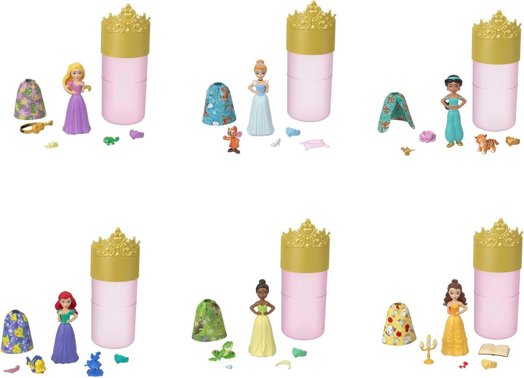 DISNEY PRINZESSIN Color Reveal-Puppen - 6 Überraschungen, Wasseraktiviert, Zubehör, für Kinder ab 3