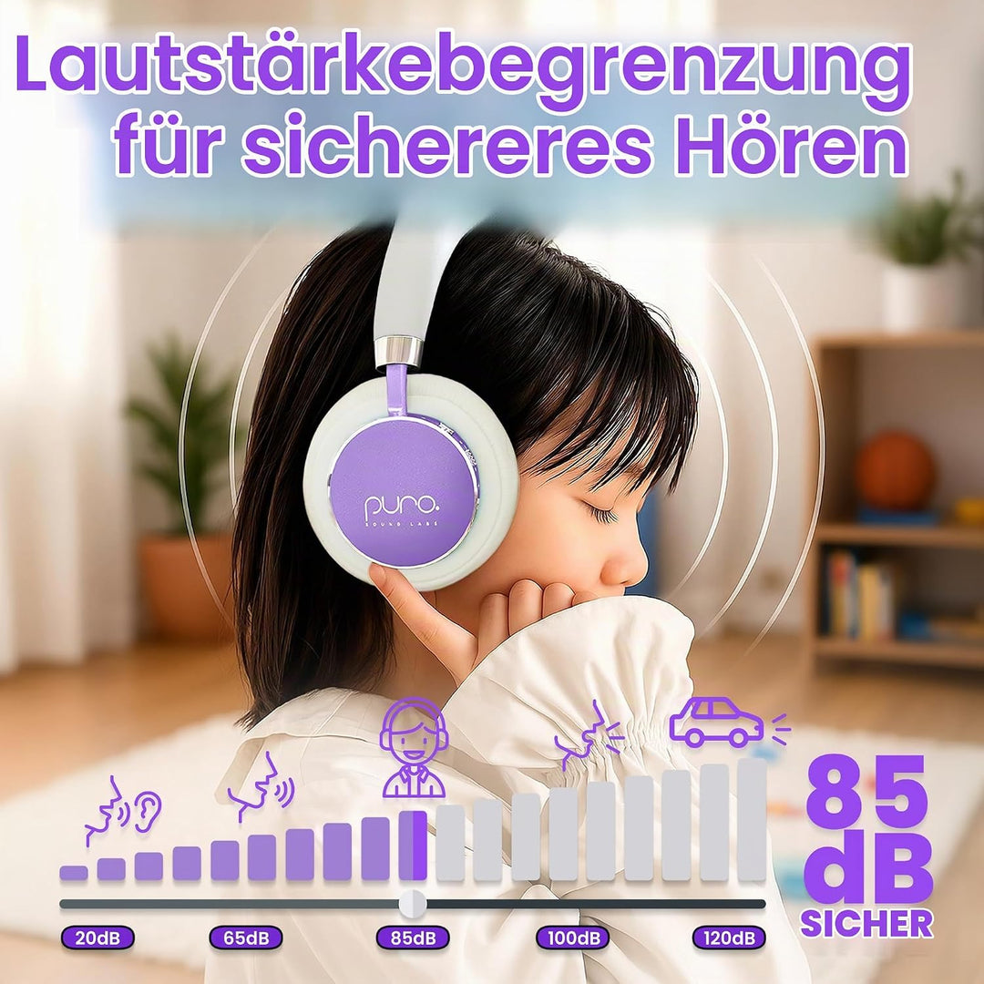 Puro Sound Labs BT2200-Plus Lautstärkebegrenzende Bluetooth-Kopfhörer für Kinder - Sicherere Kopfhör