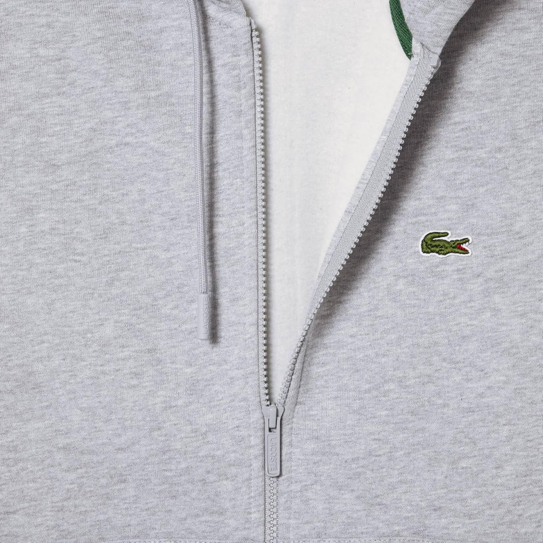 Lacoste Herren Sweatjacke SH9626, Männer Sweatshirt Reissverschluss,Regular Fit, Chinesisches Silber