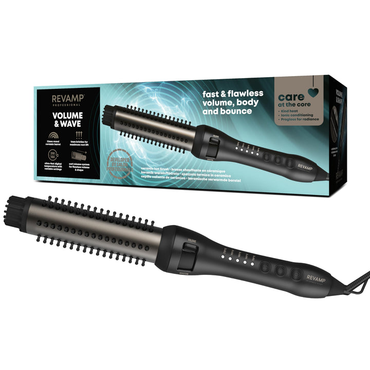 Revamp Progloss Keramikbürste für Volumen und Wellen - 32-mm Keramik- und Ionenbürste mit einziehbar