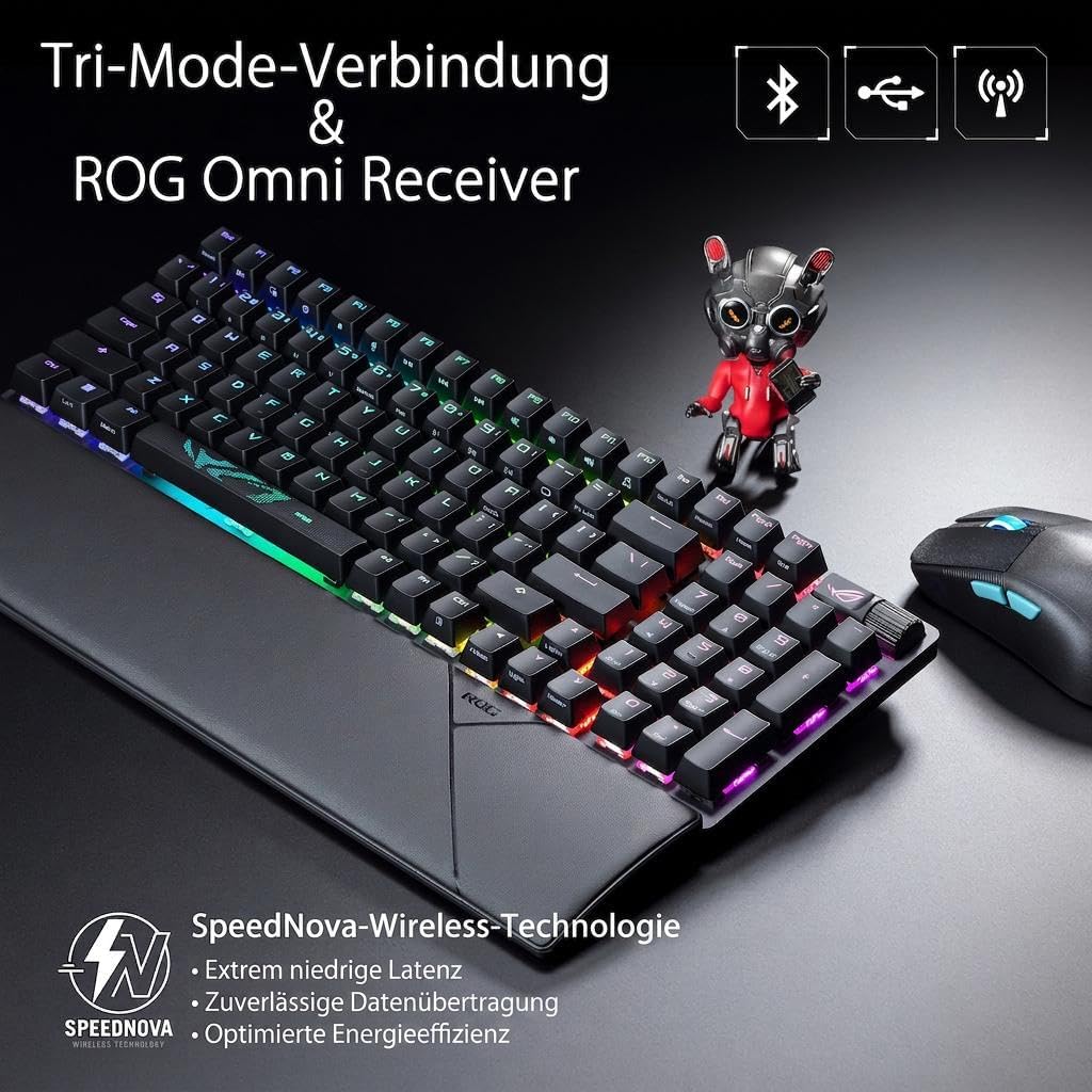 ASUS ROG Strix Scope II 96 Wireless mechanische Gaming Tastatur (ROG NX-Switches, Handballenablage,