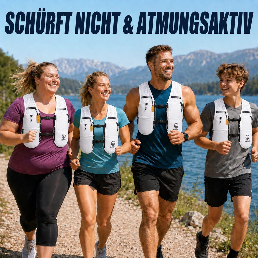 Laufweste Damen mit 500ml Trinkflasche/2L Trinkblase, Leichter Trinkrucksack Laufen Herren 6L, Runin