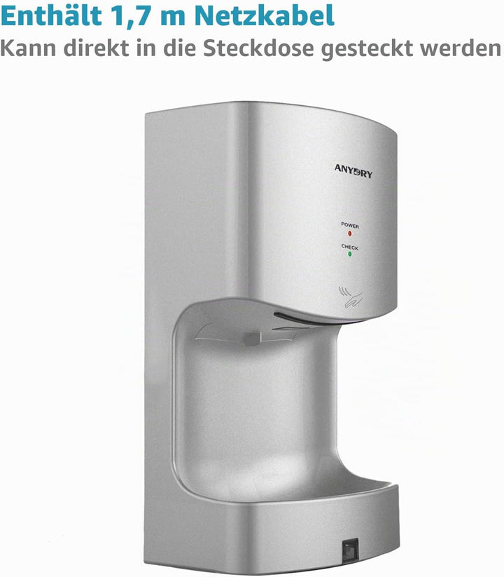anydry 2630TS Automatischer Händetrockner Elektrisch Für Wandmontage,Mit Ablaufwanne,ABS