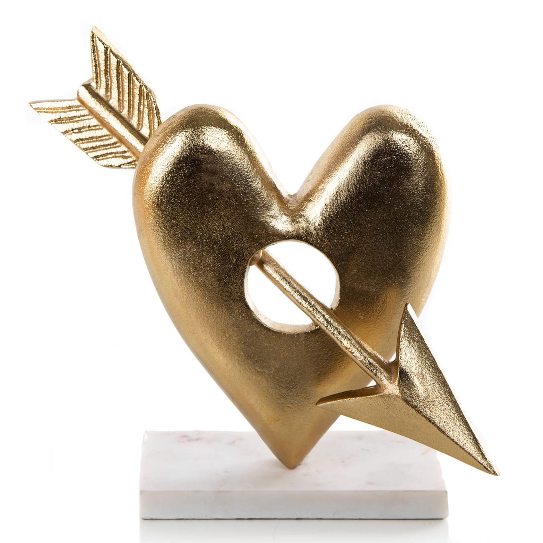 Logbuch-Verlag Herz mit Pfeil Figur Metall Dekoobjekt Gold Geschenkidee Hochzeit Jahrestag Geburtsta