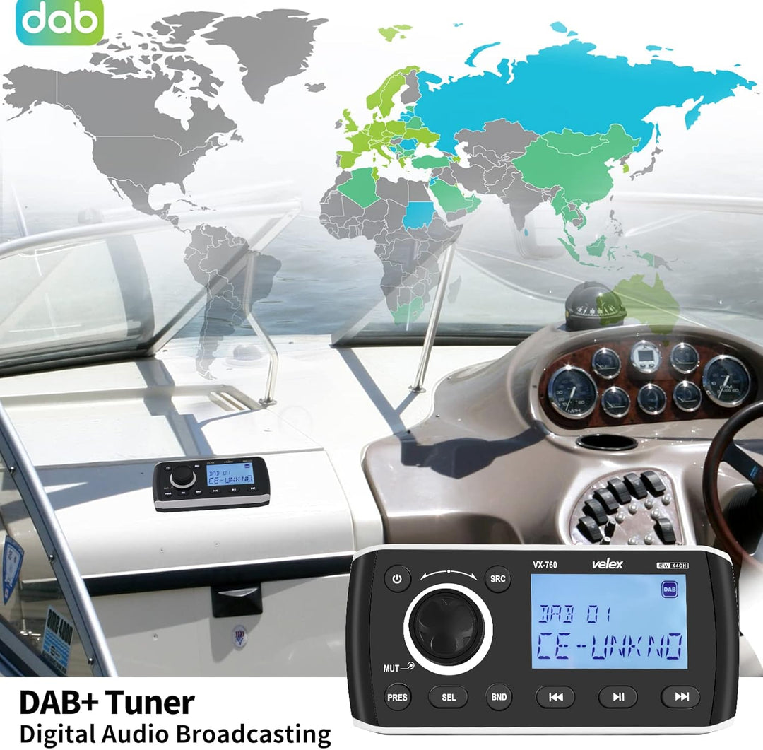 Marine Digital Media Receiver mit wetterfestem Marine Stereo System mit drahtloser Fernbedienung, Ve