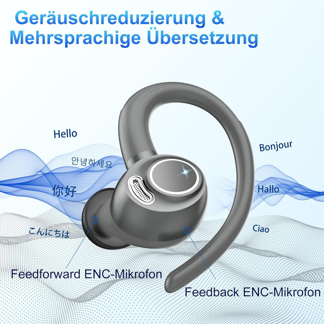 AI Kopfhörer Übersetzer, 3-in-1 Sprachübersetzer Ohrhörer 164 Sprachen mit App, 7 Übersetzungsmodi E